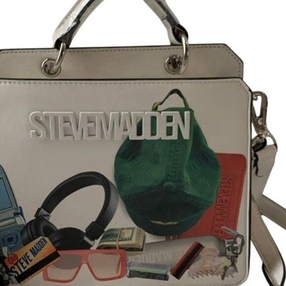 Steve Madden Bevelyn Chaos Satchel Crossbody Bag White NEW - Picture 5 of 5